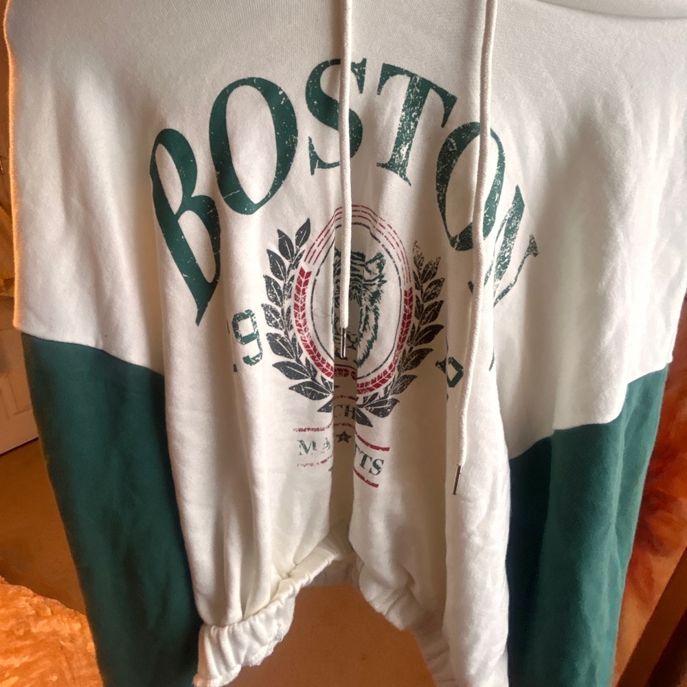 Forever 21 Boston Graphic Hoodie in Green and Red